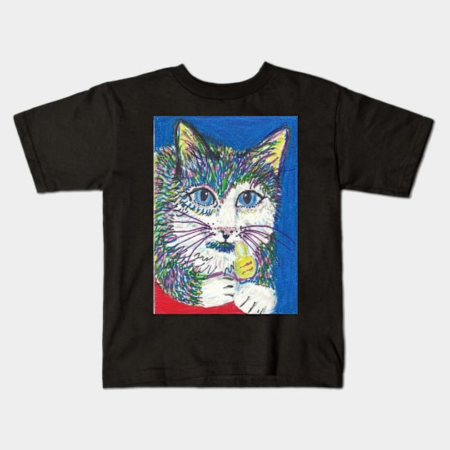 colorful cat Kids T-Shirt by SamsArtworks